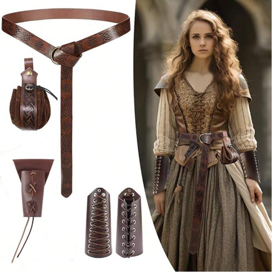 Medieval Halloween Costume Accessories, Vintage Belt, Viking Sword Sheath, Vintage Pouch, COSPLAY Props