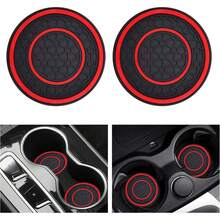 2PCS Car Cup Holder Coasters |   2.75 Non-Slip Anti-Dust Mats Car Interiors |   Inserts (Red) - Red - View 1