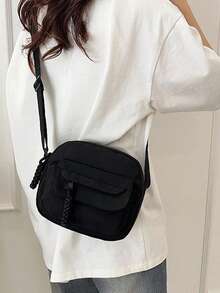 Women's Small Crossbody Bag Cute Canvas Shoulder Purse With Multi Pockets And Adjustable Strap For Daily Essentials - Black - View 5