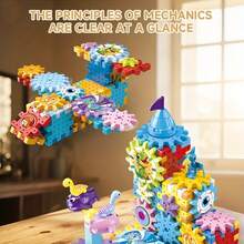 80 件 DIY 多形恐龙旋转积木套装，齿轮连接旋转建筑玩具，生日和圣诞礼物，适合 3 岁及以上儿童 - 均碼 - 查看 4
