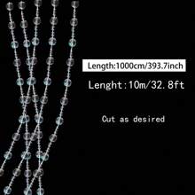 10m/Pack Acrylic Bead Garland, Colorful Transparent Bead Chain, For Christmas Tree DIY Decoration, Wedding Birthday Decor Beaded Strings, DIY Curtain Decoration