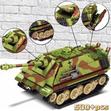 1 件 500+ 片拼装积木模型，赛车系列坦克仿真模型摆件收藏道具