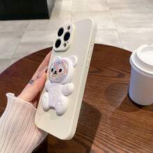 1个泰迪熊手机壳，奢华纯色硅胶材质，带挂绳，兼容三星、苹果11/12/13/14/15/16 Pro Max、三星S22/23/24/25+ UA04/A05/A14/A15/A24/A25/A34/A54 SA56/A36/A26、荣耀70/90/400/X56789abc、红米Note 14/13/12/1 Pro，防水防震防摔防刮，国际版，非国内版 - 白色 - 查看 4