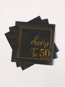 16 件男女 50 岁生日餐巾、50 岁生日派对一次性餐具、50 岁生日装饰生日餐具、50 岁生日礼物、生日房间装饰、周年派对用品、50 岁生日快乐 - 黑金50歲 - 查看 5