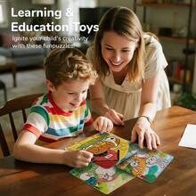 beartale 4Pcs/Box Kids Jigsaw Puzzles, Durable Paper, Cartoon Animal Pattern Puzzle Set, DIY Educational Early Learning Toy For Toddlers, Fun Preschool Activity Game, Shape Puzzle Learning, Shape Puzzle Toys, Classroom Supplies,Puzzle Books Children, Puzzle Shape, School Stationery, Back To School Gift, Kids Birthday Gift