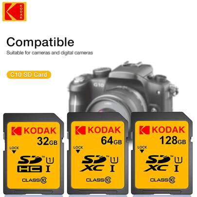  Kodak 64GB SD Card For Camera/SLR 32GB Memory Cards ​​Class10 4K HD V30 A1 U1 128GB High Speed Storage Card SDXC SDHC