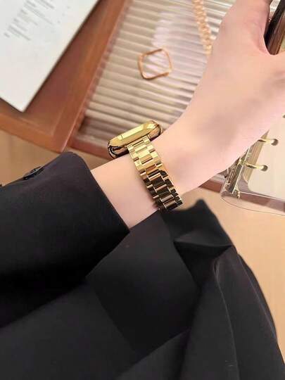 1 件女式不锈钢可调节表带，适用于 Ultra3 2 1 SE S10 S9 S8 S7 S6 S5 S4 S3 S2 S1 系列智能手表，38 毫米 40 毫米 41 毫米 42 毫米 44 毫米 45 毫米 49 毫米 46 毫米，中性替换表带，金色