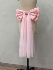 1 chiếc nơ satin bóng màu hồng bằng vải organza (39cm) + 1 dải ruy băng voan dài 75cm để trang trí eo. - Nhiều màu - Xem 3