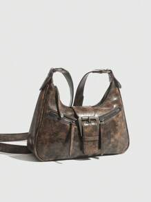 1 pieza Bolso cruzado de mujer de unicolor de piel de PU, impermeable, estilo británico retro para hombro/debajo del brazo, bolso de estilo Y2K chic para debajo del brazo adecuado para chicas, damas, estudiantes, trabajadores de oficina, viajeros, salidas escolares