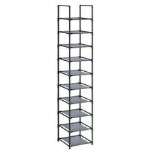 SONGMICS Scarpiera Ingresso a 10 Ripiani, Scaffale Portascarpe, Scarpiera Compatta, 33 x 33 x 173 cm, Telaio in Metallo, Ripiani in Tessuto Non Tessuto, Corridoio, Camera da Letto, Grigio - Grigio - Visualizzare 8