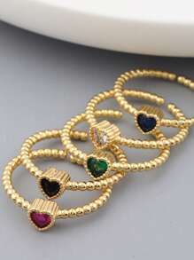 1pc Stainless Steel 18K Plated Diamond Inlaid Small Flower Open Ring, Fashionable French Style/Suitable For Party, Dating, Office Wear