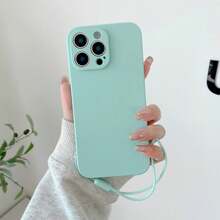 1个纯色硅胶质感液态手机壳，带挂绳，兼容三星、 11/12/13/14/15/16 Pro Max、三星S22/23/24/S25+ UA04/A05/A14/A15/A24/A25/A34/A54 SA56/A36/A26，防水防震防摔防刮，国际版，非国内版 - 青碧色 - 查看 5