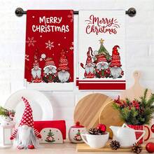 Toalla navideña de 40*60cm, paño de cocina con diseño de gnomo de Papá Noel, decoración navideña roja y blanca, paño de cocina absorbente, paño de cocina creativo para días festivos - Multicolor - Ver 11