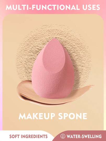 1PC Single Soft Full Face Makeup Sponge Multipurpose Cosmetic Sponge For Liquid Cream Foundation Concealer Blush Powder Smooth Blending Tool Portable Bedroom Vanity Travel Daily Affordable Makeup Accessories Ideal Christmas Gifts And Practical