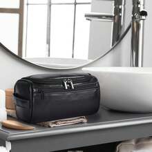 Fashion Pu Hanging Toiletry Travel Bag Large Capacity Reusable Dopp Kit Organizer Toiletry Travel Bag With Hanging Hook