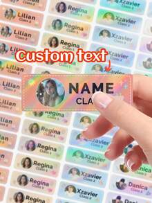60pcs Customize Photo Personalized Name Stickers, Customizable Class Transparent Waterproof PVC Stickers, Self-Adhesive Labels, Perfect Learning Supplies For Holiday Office Innovation And Handicraft Challenges Adhesive Exquisite, Cute, Adorable, Colorful, Cartoon Custom, Personalized, Unique Ideal Gifts For Him Her, Family, Friends, Son, Daughter, School Students, Kids For Children's Day, For Birthdays School, Home, Multi-Functional, For Father's Day, For Graduation, For Weddings, For Housewarming,Warm Ambience,Winter Grace