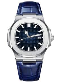 1pc Men's Silver Strap Fashionable Casual Business Bar Scale With Calendar Function Dial Quartz Watch For Daily Wear Or Holiday Gifts