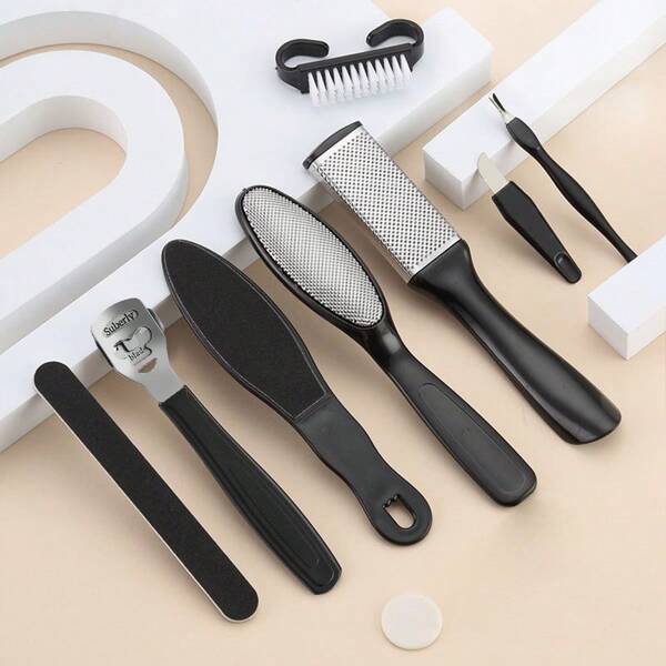 Nasin Pedicuresets, 10-delig professioneel pedicurehulpmiddel,
voetrasp, dode-voethuidverwijderaar voor thuis- en salonverzorging, voetvijl,
eeltverwijderaar, zwarte thuispedicureset, voetverzorgingsset, pedicureset voor
voetspa, voetscrubber-tool, voetspa-tool , manicure gereedschapset,
verwijdergereedschap dode voethuid