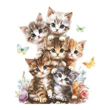 1件装房间客厅墙壁装饰贴纸可爱猫咪叠搭风格墙面背景美化墙贴家居装饰贴纸适用于房间装饰墙面装饰墙贴贴纸 - 彩色 - 查看 9