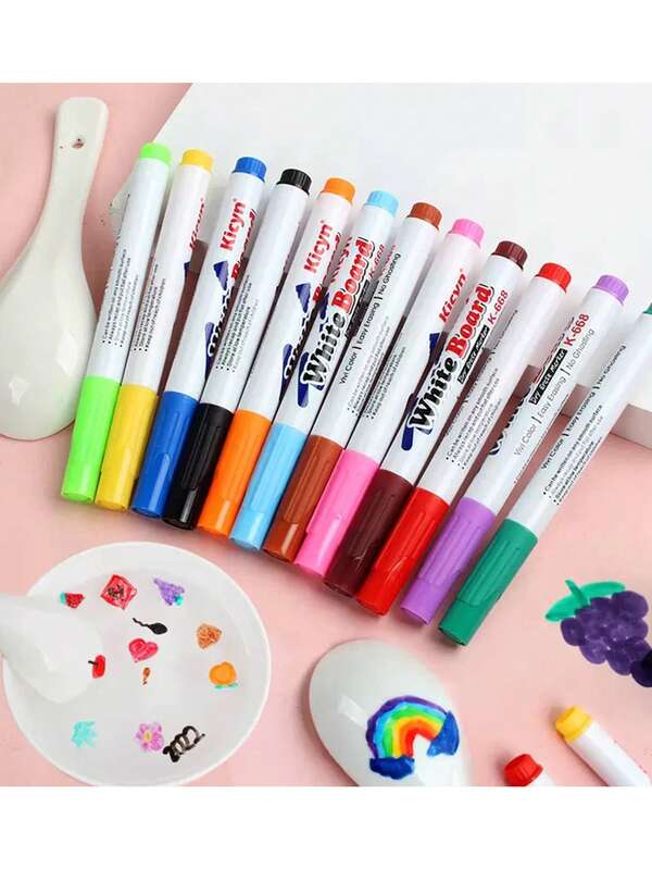 Losowy kolor 1/8/12/24/36 Magiczny pisak akwarelowy z pływającym tuszem do znakowania, odpowiedni do malowania, materiał PP, ceramiczna łyżka, akrylowy marker, minimalistyczny design, odpowiedni do malowania i tworzenia sztuki, wodoodporny, nieprzepuszczalny, odpowiedni do większości powierzchni, prezent urodzinowy, prezent na imprezę (wzory, tekst i logo na zewnętrznej powłoce są losowe)