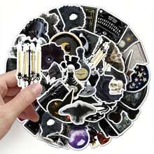 50pcs Gothic Sticker Pack, Dark Style Stickers, Witch Stickers, Black Stickers, Cartoon Stickers, Aesthetic Stickers, Retro Stickers, Vinyl Sticker Set - Reusable For Laptop, Water Bottle, Skateboard Etc. - Vivid Cartoon Design, Suitable For Scrapbooking And DIY - Dark Grey - View 7