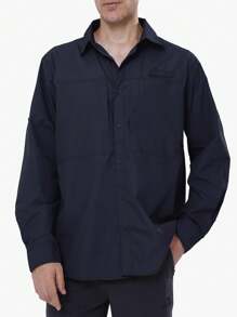 CAMEL CROWN Men's Long-Sleeve Sun-Protection Shirt Outdoor Quick-Drying Hiking Fishing Button-Down Shirt