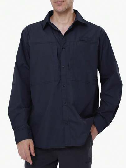 CAMEL CROWN Men's Long-Sleeve Sun-Protection Shirt Outdoor Quick-Drying Hiking Fishing Button-Down Shirt