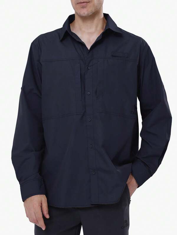 CAMEL CROWN Men's Long-Sleeve Sun-Protection Shirt Outdoor Quick-Drying Hiking Fishing Button-Down Shirt