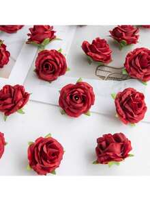 5/12/20/500PCS 1.77in Artificial Rose Heads Fake Plants, Artificial Flower, For Bride Holding Flower, Bouquet DIY, Wreath Material, Candy Box Accessories, Chest Flower, Headflower Material, Birthday Party , Home Decor, Wedding Decorations, Spring Decor, Room Decor, Kitchen Accessories, Dining Room, Bedroom Decor, New Year Decoration, Outdoor Garden, Opening Season - Red - View 5