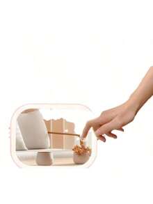 Gương trang điểm mini LED cầm tay, gương trang điểm để bàn LED sạc USB, gương trang điểm gấp gọn tiện dụng cho sinh viên ký túc xá, 3 chế độ chiếu sáng - Trắng, Tự nhiên, Ấm - Nhiều màu - Xem 8