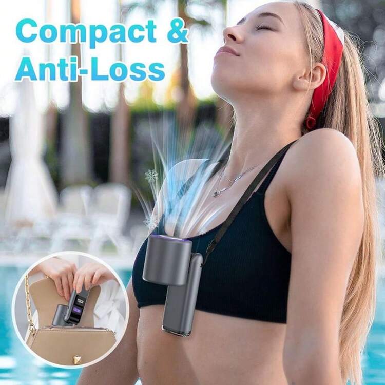 SULVGO 2节2000mAh电池供电便携式手持涡轮风扇，199档风速，采用半导体冷却涡轮技术的可充电手持风扇，多功能风扇，适用于户外活动、旅行、工作，可穿戴式降温风扇，小巧迷你风扇 - 彩色 - 查看 5