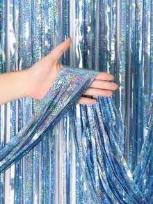 1/2 Stück 1*2m Saphirblauer Glitzer Plastik Pailletten Vorhang, metallische Fransenborte glänzendes Band Dekoration für Party, Karneval Fenstervorhang