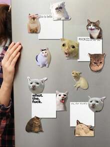 2/12/24pcs Kitchen Refrigerator Cat Magnet, Funny Expression Cat Locker Magnetic Magnet Magnet Joke Refrigerator Sticker Door Sticker Decorative Sticker Soft Animal Magnet Gifts Birthday Graduation - Multicolor - View 1