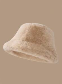 新款时尚女士秋冬毛茸茸渔夫帽，蓬松加厚百搭可爱渔夫帽，纯色休闲亚克力毛绒装饰帽，秋冬冬装 - 毛漁夫帽毛絨 - 查看 21