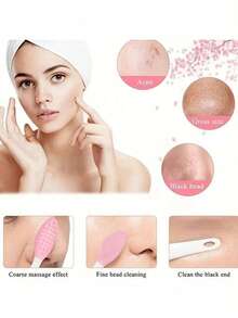 1pc Silicone Nose Pore Cleansing Brush, Exfoliating, Deep Pore Cleansing, Facial Massage Tool, Blackhead & Acne Removal, Pink Lip Scrubber, Skincare, Home Decor, Bedroom Decor, Bathroom, Christmas Gift, Travel, Wedding, Christmas Party, Mother's Day Gift - Multicolor - View 7