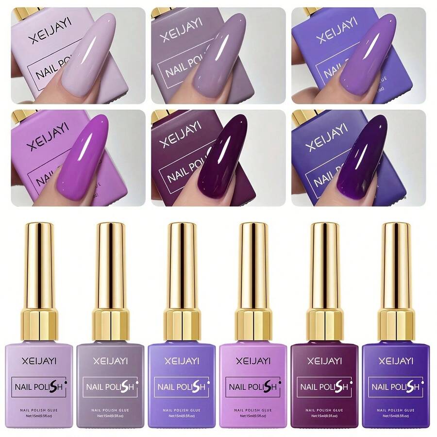 XEIJAYI 6pcs 15ML Spring Nail 2025 Fashion Nails Art Nail Gel Polish Soaking UV LED Nail Gel Salon Female Nail Art Tools Fashion Nails - 彩色 - 查看 1