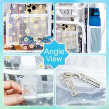 3PCS Clear Backpack, Heavy Duty Transparent Backpack For Girls Women, Stadium Approved See Through Backpack Set (White Daisy) - 米色 - 查看 3