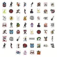 Rock Music Themed Stickers, Classic Punk Metal Band Stickers, Rock Party Gift Supplies Stickers, Holiday Gifts, Birthday Gifts, Wedding Gifts, Pack Of 59 Pieces Suitable For Girls And Boys Water Bottle Waterproof