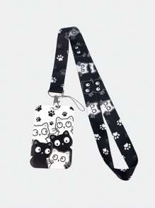 1 件可爱卡通猫戴太阳镜手机挂绳长丝带证书挂绳颈钥匙卡夹挂绳汽车配件包饰学院哥特 Y2k 包配件挂绳带身份证夹汽车配件包饰 - 彩色 - 查看 19