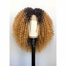 DRunM Curly Lace Front Wigs For Black Women Ombre Blonde Kinky Curly Afro Wig For Black Women 13x4x1 HD L Synthetic Lace Front Wig 15 Inch Ombre Blonde 7001 - 漸層金髮 - 查看 4