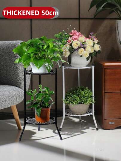 Zweistufiger Metallblumenständer, Pflanzenregal, minimalistischer europäischer Stil Wohnzimmer Standhalter für innen und außen, mehrstöckig