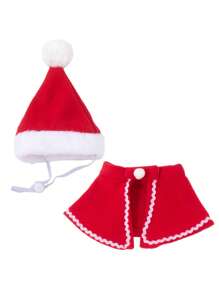 Christmas Pet Costume Set |Santa - Style Pet Outfit Set Cat Dog Hat| Antler Headband, Scarf & Cape Out Fit Halloween Halloween Costumes