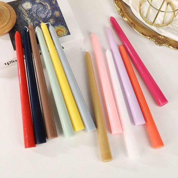 4 peças Velas Regulares Cônicas de 10 polegadas, Série de Cores Rosa Claro/Escuro/Desbotado, Adequadas para Decoração Doméstica, Decoração de Casamento, Decoração de Mesa de Jantar, Presentes para Melhores Amigos, Presentes para Mulheres, Presentes de Inverno, Decoração de Aniversário, Jantar à Luz de Velas, Porta-Velas, Banquete, Casamento, Dia dos Namorados, Velas Sem Perfume, Decorações Românticas, Todas as Estações - Multicolorido - Visão 9