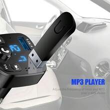 蓝牙5.0车载FM发射器免提车载套件，MP3调制器，3.1A双USB快速充电器，兼容苹果、iPad、安卓手机、笔记本电脑，小巧设计，随时随地高效充电 - 黑色 - 查看 7