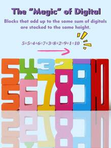 Klocki liczbowe - Montessori Duże drewniane klocki, Liczby 1-10, Zabawki edukacyjne dla maluchów, Zajęcia edukacyjne dla przedszkolaków Drewniane klocki Montessori, 2-8 lat, Chłopcy i dziewczynki