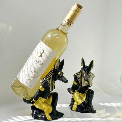 Estante de vino creativo de alta gama, estante de vino del dios Anubis, decoración del hogar, artesanías de resina, decoración de gabinete de vino
