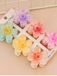 6 Stück Halloween Blumen Muster Party ABS Kunststoff (ABS Harz) 6 Stück Blumen Muster Party ABS Kunststoff (ABS Harz) 6 Stück 4CM bunte kleine Chrysanthemen Haarklammern Blumen Klauen Seitenklauen Halbklauen Hinterkopf Haarklauen Elegante Haarzubehör