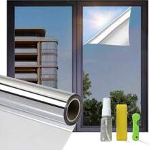 Mirror Film Window Privacy Screen Sun Protection Window Interior Window Film Outside Heat Protection Film Residue-Free Heat Protection Film Thermal Film Window Against Heat, Mirror Silvery