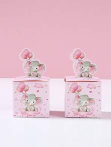 24个粉色小象主题婴儿派对礼品盒/糖果盒，可爱粉色小象图案性别揭晓派对礼盒，婴儿派对礼品包装，性别揭晓派对餐桌装饰糖果盒，一周岁生日礼盒，婴儿派对礼物，婴儿派对装饰品，性别揭晓派对餐桌中心装饰品，性别揭晓派对装饰品，生日派对拍照道具 - 粉紅色小象 - 查看 8