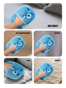 1 Guante de limpieza y eliminación de pelo de mascota con patrón de dibujos animados, cepillo quitapelo para gatos y perros, guante recolector de pelo, que se puede amasar en una tira para una fácil eliminación del pelo, peine para el pelo de las mascotas, adecuado para sofá, ropa, sábanas, alfombras y otros guantes de limpieza para la caída del pelo de las mascotas